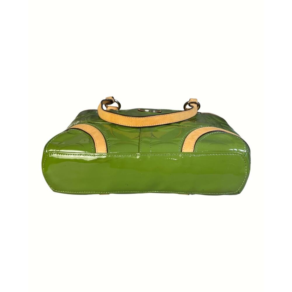 Coach Peyton Apple Green Patent Leather Embossed “C” Logo Tote Bag - Picture 7 of 10